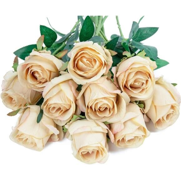 10pcs Artificial Rose Flowers Long Stem Fake Silk Roses for DIY Wedding Bouquet - Picture 2 of 6